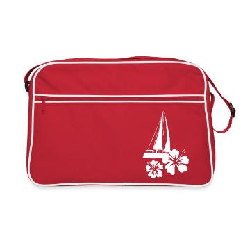 Karibisches Segelboot - Retro Tasche - Rot/Weiß - Vorne
