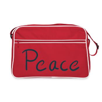 Peace Brush Font Shirt Design - Retro Bag - red/white - Front