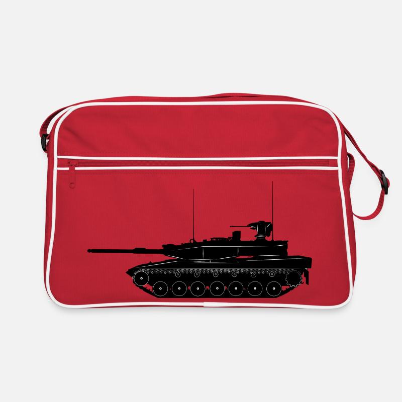 Militärpanzer KPz schwarz - Retro Tasche - Rot/Weiß