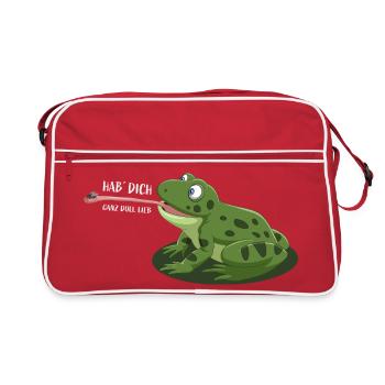 Hab dich -   ganz doll lieb – Frosch Cartoon - Retro Tasche - Rot/Weiß - Vorne