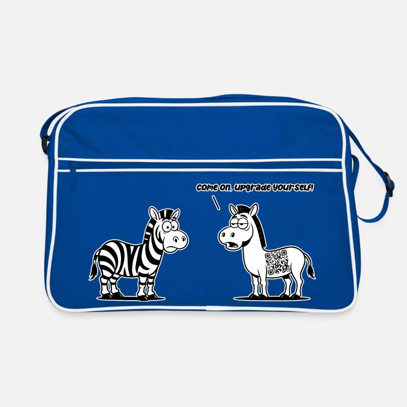 Lustiges Zebra mit QR-Code-Upgrade Retro Tasche