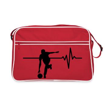 Le bowling, c’est ma vie, mon cœur batt, tout 9e - Sac Retro - rouge/blanc - Devant
