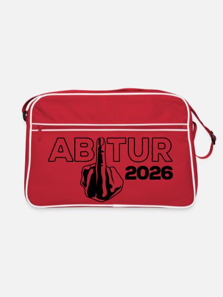 ABI 2026 Mittelfinger Abitur - Geschenk - Retro Tasche - Rot/Weiß - Vorne