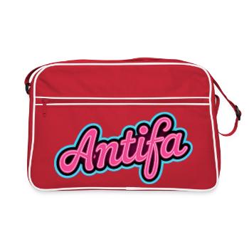 Antifa – Antifaschistisches Merch - Retro Tasche - Rot/Weiß - Vorne