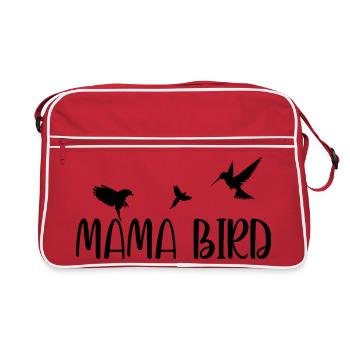Mama Bird süßes Mama-T-Shirt - Retro Tasche - Rot/Weiß - Vorne
