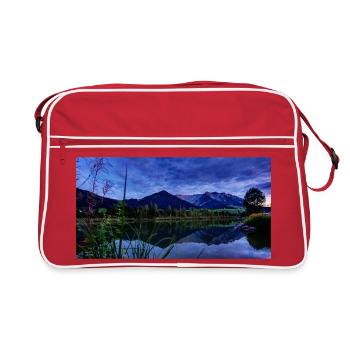 Night view at the Blau mountain lake - Retro Bag - red/white - Front