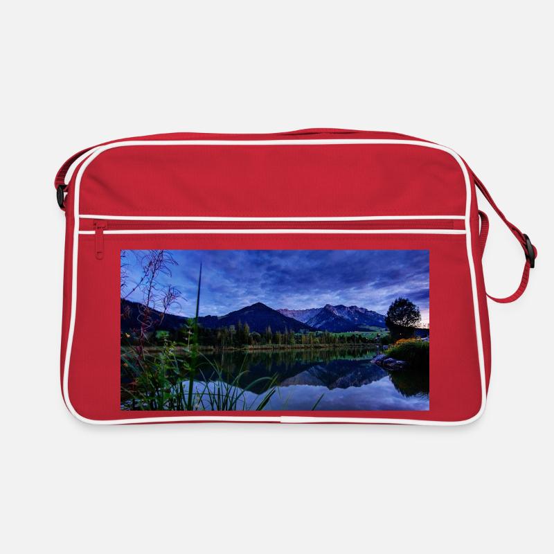 Night view at the Blau mountain lake - Retro Bag - red/white