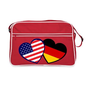 Double Nations Heart USA-Germany - Retro Bag - red/white - Front
