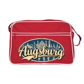 Augsburg Vintage Stadtmotiv - Retro Tasche - Rot/Weiß - Vorne