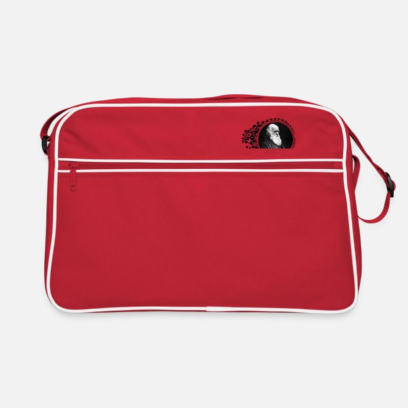 Charles Darwin Dekorativ - Retro Tasche - Rot/Weiß