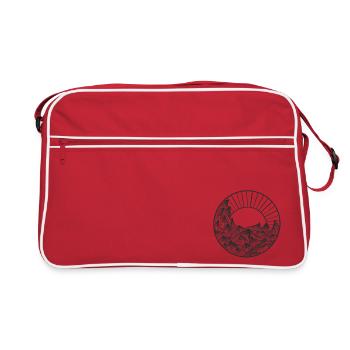 Lever de soleil sur la mer en Line-Art V3 - Sac Retro - rouge/blanc - Devant