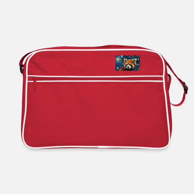 roter panda, van gogh, style - Retro Tasche - Rot/Weiß