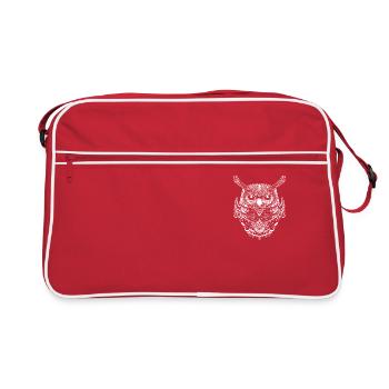Eule Uhu - Retro Tasche - Rot/Weiß - Vorne