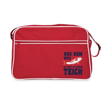 Aus dem Weg ich muss zu meinem Teich Koi Karpfen - Retro Tasche - Rot/Weiß - Vorne