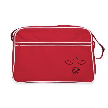 Niedliche Kuh Gesichtsausdruck - Retro Tasche - Rot/Weiß - Vorne
