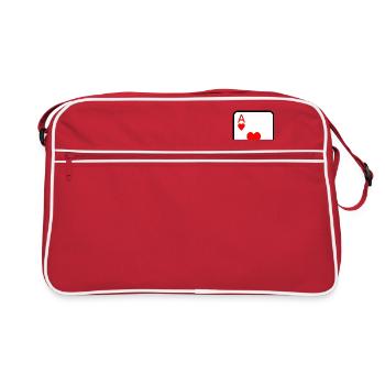 Herz Aß Spielkarte Poker Geschenkidee - Retro Tasche - Rot/Weiß - Vorne