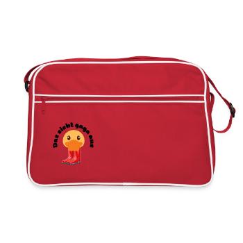 Ente mit Gummistiefel - Das sieht gaga aus. - Retro Tasche - Rot/Weiß - Vorne
