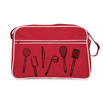 Kitchen utensils for cooking. - Retro Bag - red/white - Front