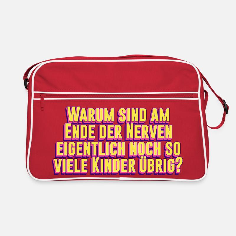 Warum sind am Ende der Nerven eigentlich noch... - Retro Tasche - Rot/Weiß