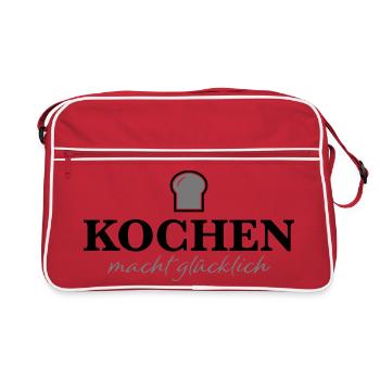 Tablier de cuisine drôle - Sac Retro - rouge/blanc - Devant