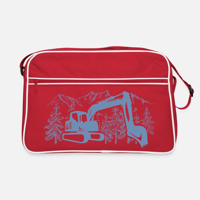 Bagger Silhouette Baugeräteführer Arbeit Retro Tasche