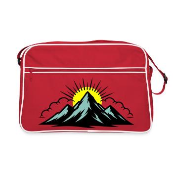 Mountains Clouds Peaks - Retro Bag - red/white - Front