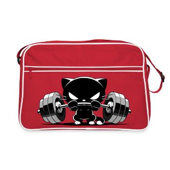 Culturiste Cat | Motif de pouvoir mignon dans la salle de sport - Sac Retro - rouge/blanc - Devant