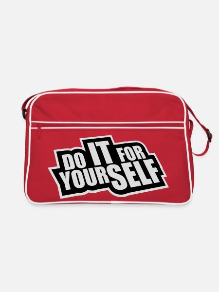 Do It For Yourself Inspirierend Selbstliebe Zitat - Retro Tasche - Rot/Weiß - Vorne