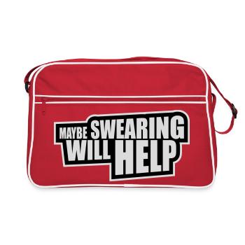 Maybe Swearing Will Help Sarkastisch Spruch Grafik - Retro Tasche - Rot/Weiß - Vorne