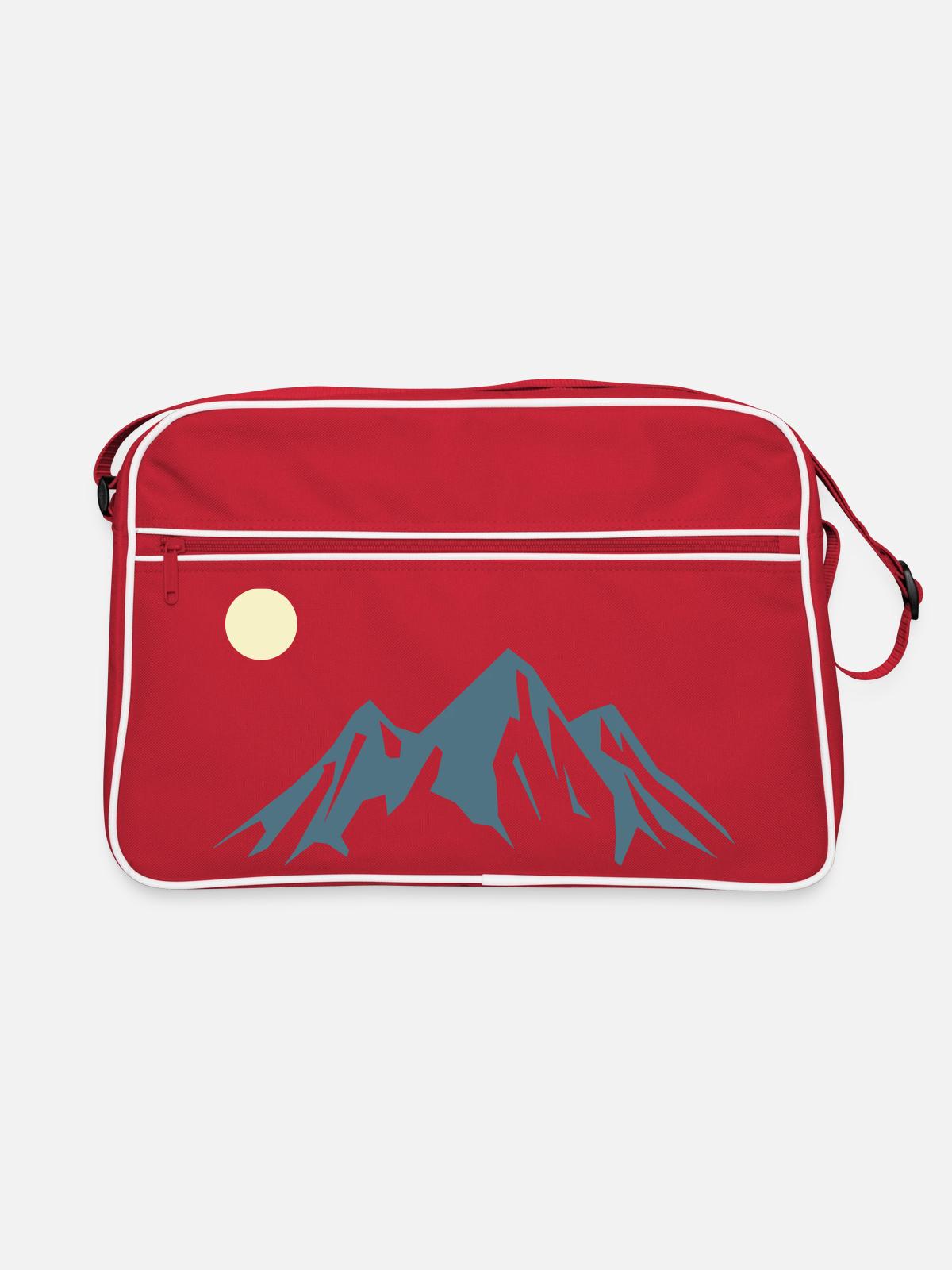 Mountain Silhouette Sunrise - Retro Bag - red/white - Front