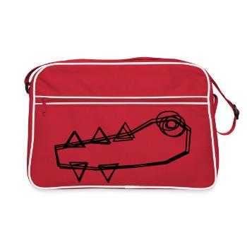 Krokodil handgezeichnet - Retro Tasche - Rot/Weiß - Vorne