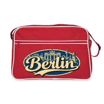 Berlin Vintage Stadtmotiv - Retro Tasche - Rot/Weiß - Vorne