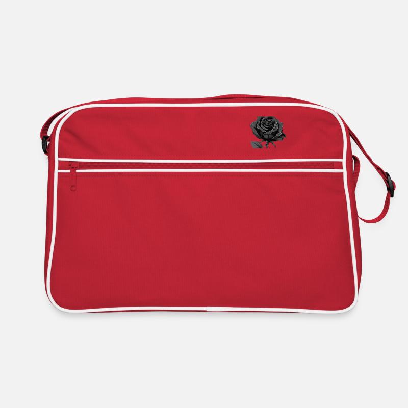 Schwarze Rose Goth - Retro Tasche - Rot/Weiß