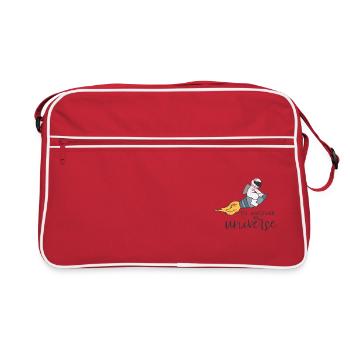 UNIVERSE FLYING ASTRONAUT ROCKET ROCKET MOTIF - Retro Bag - red/white - Front