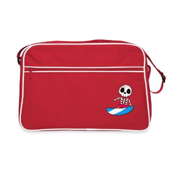 SKELETON SKULL SURFER SURF SURFING SURF MOTIF - Retro Bag - red/white - Front