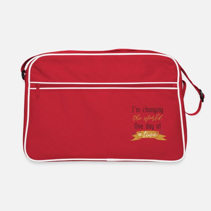 LEHRER ANDER ÄNDERE WELT TAG SPRUCH MOTIV GESCHENK - Retro Tasche - Rot/Weiß