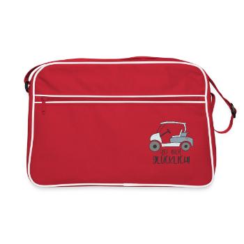 GOLF DICH GLÜCKLICH FÖHLICH GLÜCK CAR SPRUCH MOTIV - Retro Tasche - Rot/Weiß - Vorne