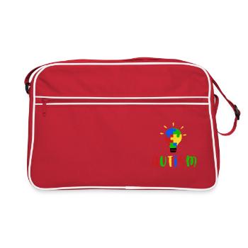 AUTIST ASPERGER PUZZLE LAMPE SYNDROME MOTIF DISANT - Sac Retro - rouge/blanc - Devant