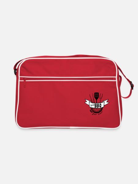 GRILL BEER BBQ GAME PARTY BARBECUE CELEBRATION MOTIF - Sac Retro - rouge/blanc - Devant