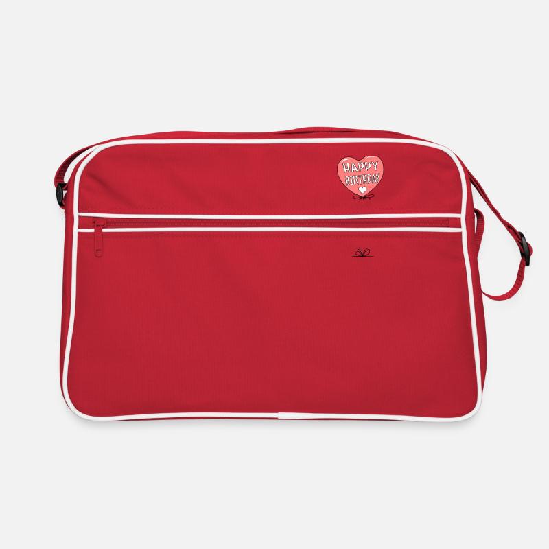Luftballon Happy Birthday Rosa - Retro Tasche - Rot/Weiß