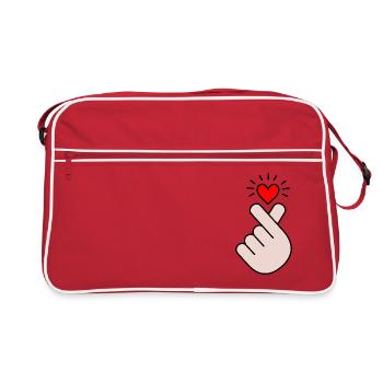 K-Pop Coeur, Corée, Coeur De Doigt, K-drama, Coréen - Sac Retro - rouge/blanc - Devant
