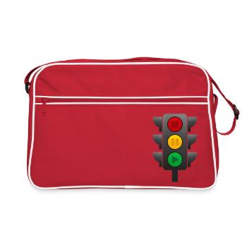 Feu de circulation (arrêt, pause, lecture) - Sac Retro - rouge/blanc - Devant