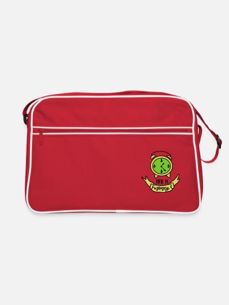 TIME IS MONEY GOLD SHARES GOLD LOVE DEAR MOTIF - Retro Bag - red/white - Front