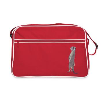 aufrecht stehendes Erdmännchen - Retro Tasche - Rot/Weiß - Vorne