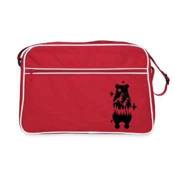 OURS ANIMAUX OURS NATURE FAUNE FORÊT MOTIF DE MONTAGNE - Sac Retro - rouge/blanc - Devant