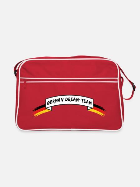 GERMAN DREAM TEAM | Banderole Deutschland - Retro Tasche - Rot/Weiß - Vorne