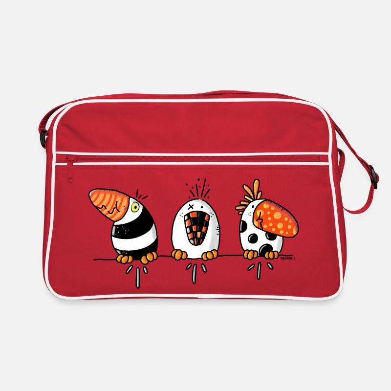 Komische Vögel - Vogel- Vögelchen - Retro Tasche - Rot/Weiß