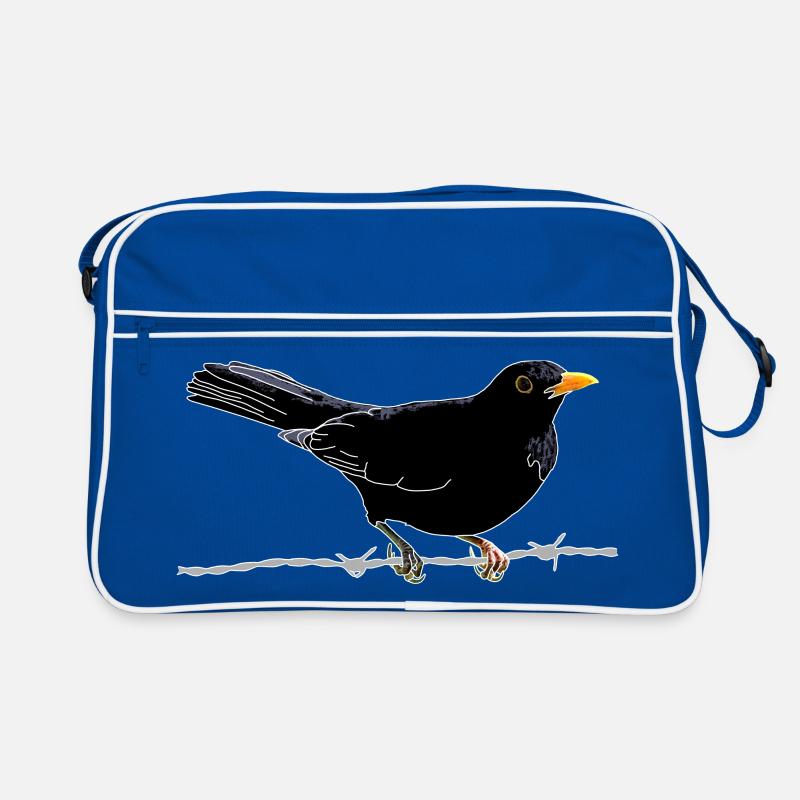 Amsel auf Stacheldraht Retro Tasche
