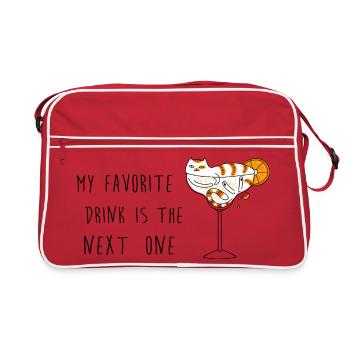 My Favorite Drink Is The Next One Cute Cat - Retro Bag - red/white - Front