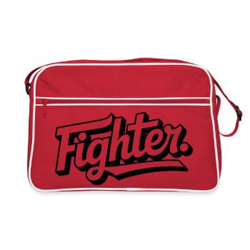 fighter. Schriftzug Clean - Retro Tasche - Rot/Weiß - Vorne